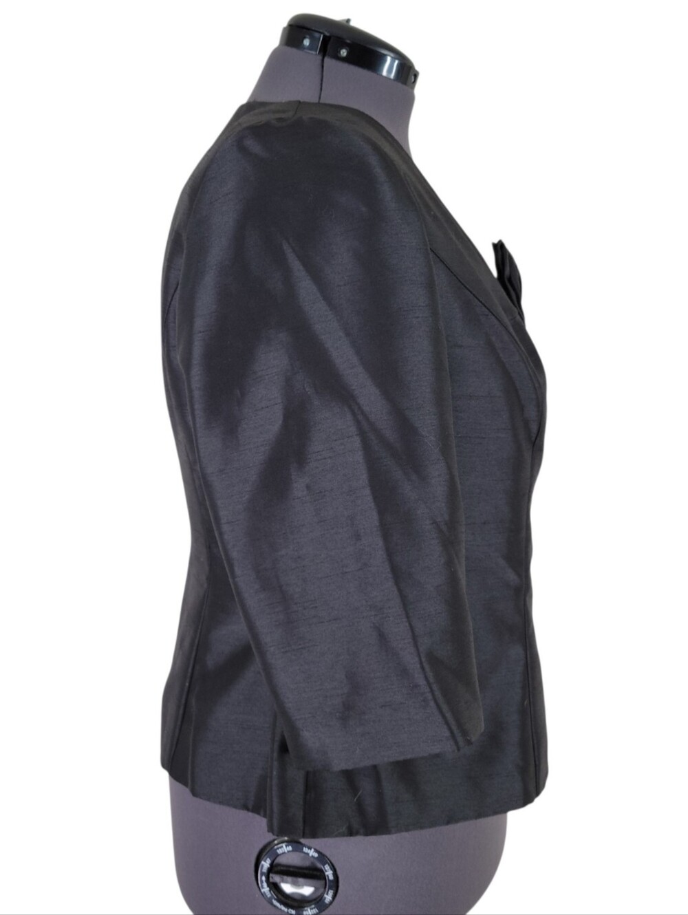 Le Bos Midi Dress Suit Set Size 16WP Black Satin Rhinestone Flower Lined New - Picture 6 of 14